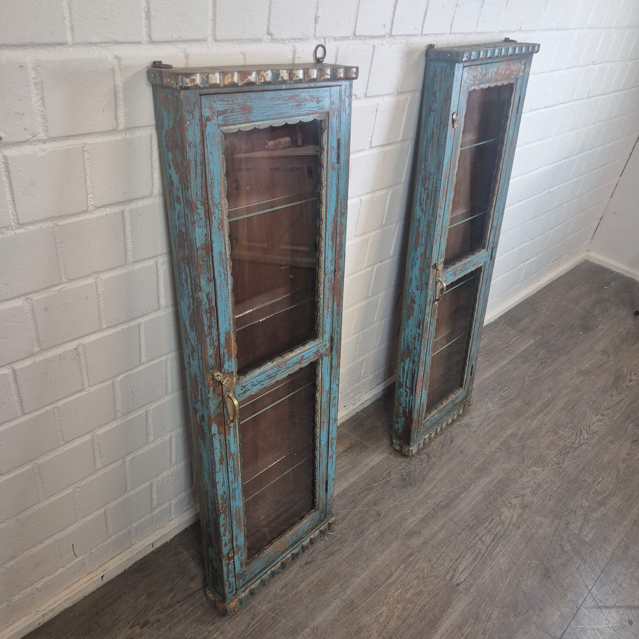 Set Vitrines Antiek 1880 Teak - Afbeelding 6