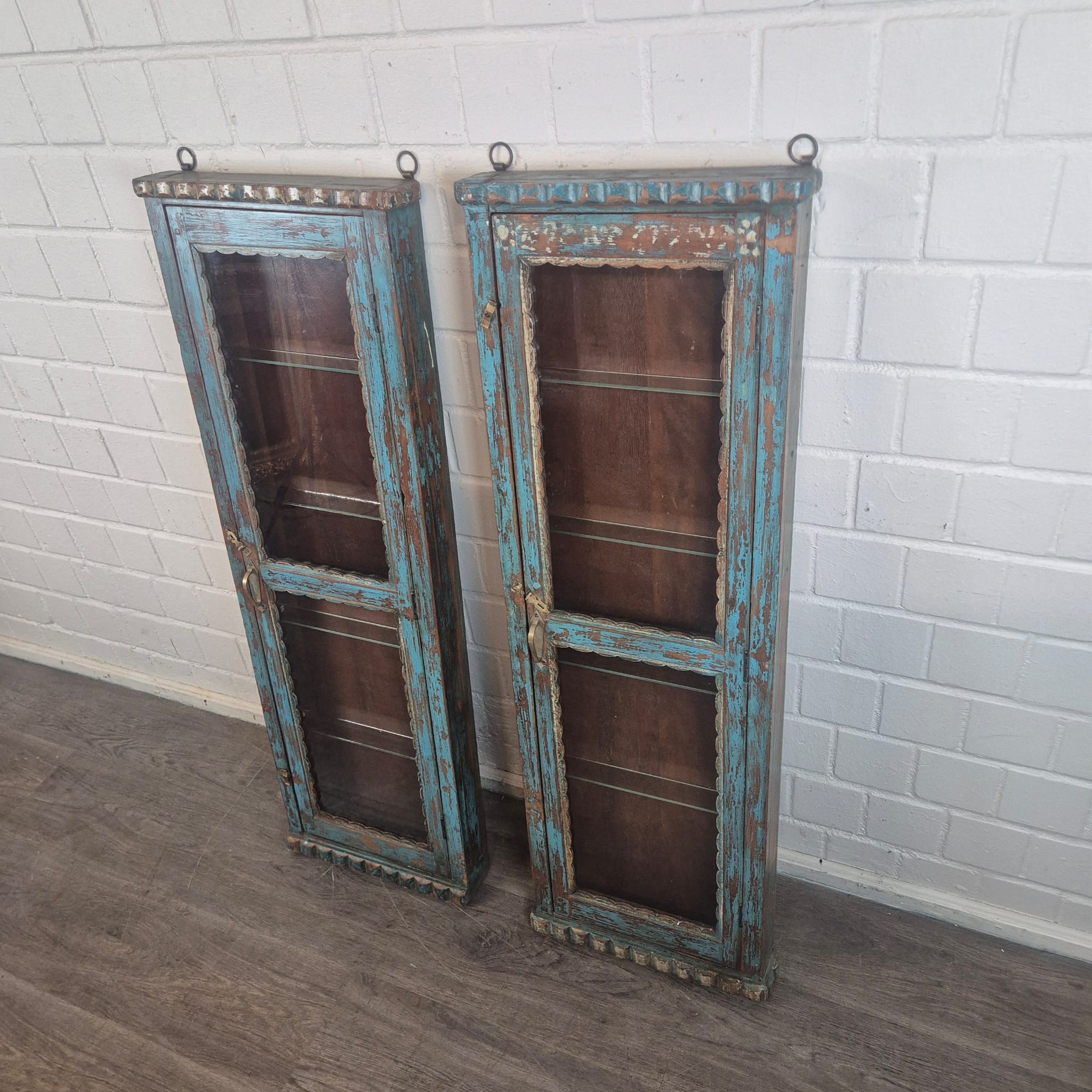 Set Vitrines Antiek 1880 Teak - Afbeelding 7