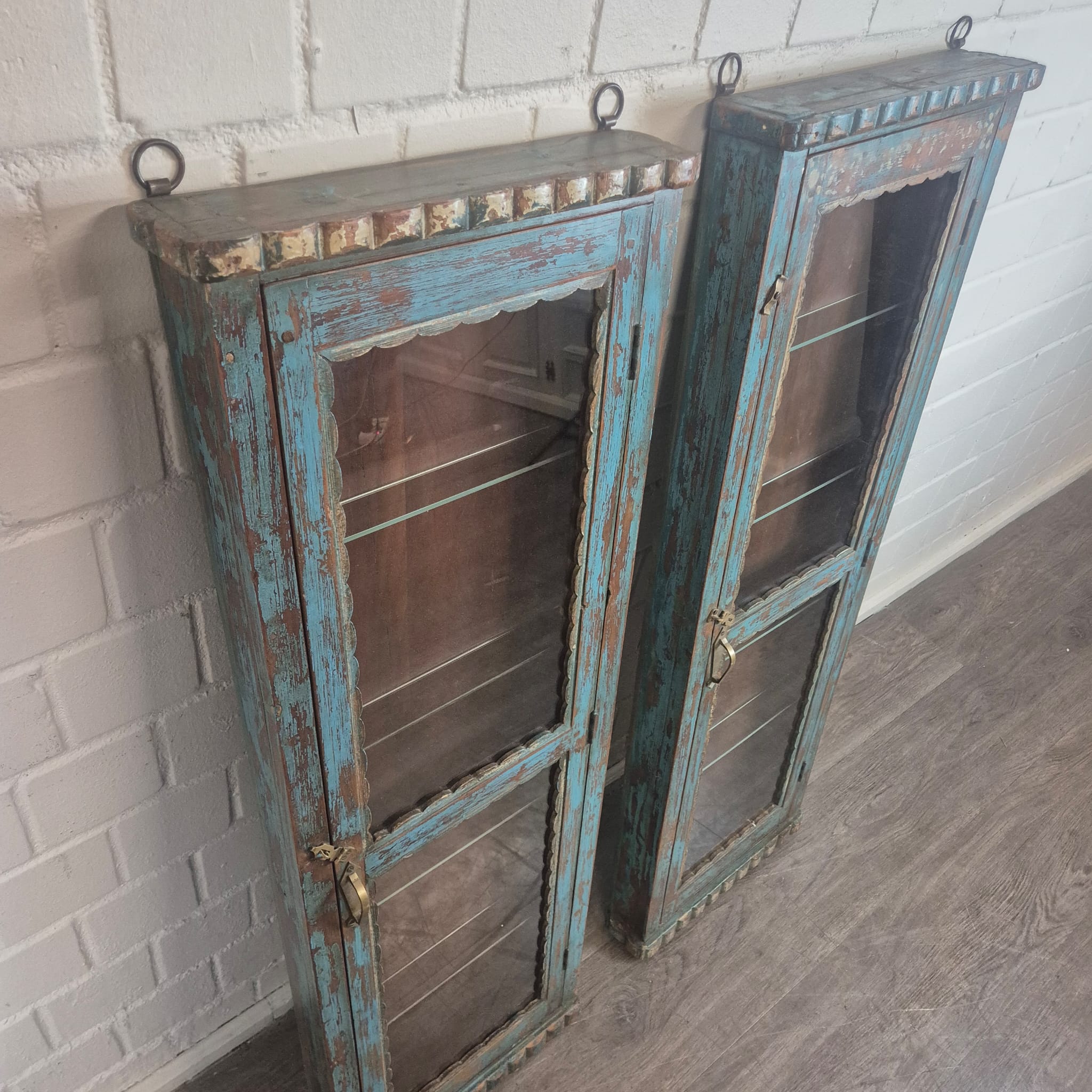 Set Vitrines Antiek 1880 Teak - Afbeelding 5