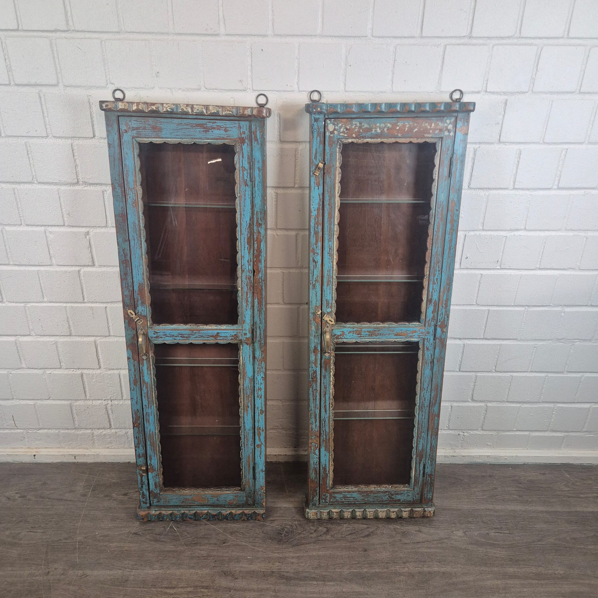 Set Vitrines Antiek 1880 Teak - Afbeelding 3