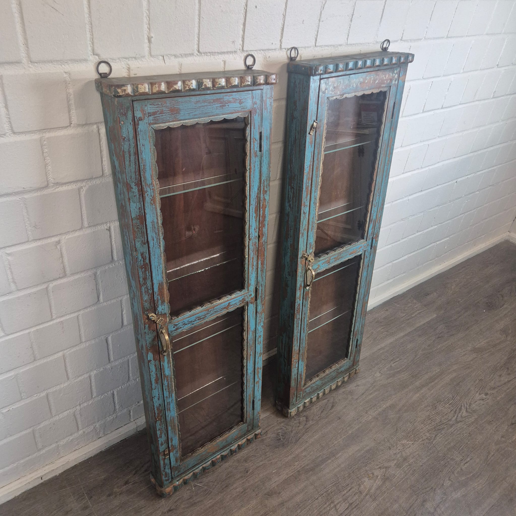 Set Vitrines Antiek 1880 Teak - Afbeelding 4