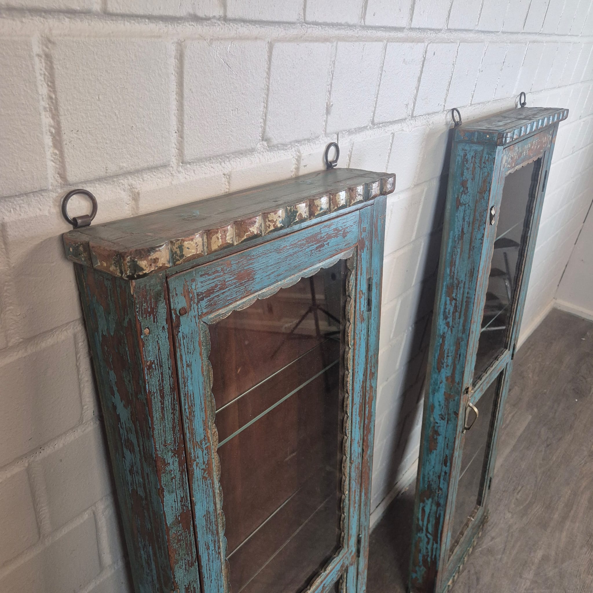Set Vitrines Antiek 1880 Teak - Afbeelding 9