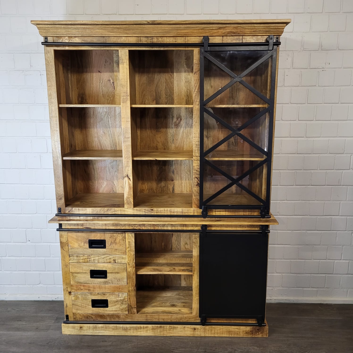 Vitrine Boekenkast Mangohout 1,60 m - Afbeelding 14