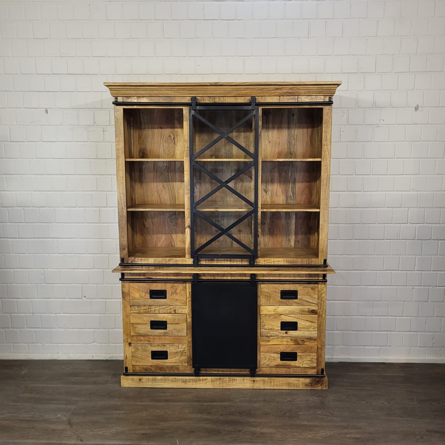 Vitrine Boekenkast Mangohout 1,60 m - Afbeelding 3