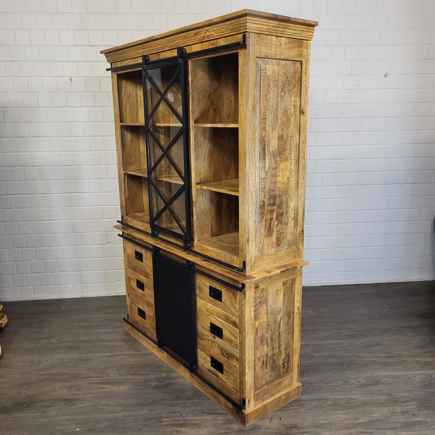 Vitrine Boekenkast Mangohout 1,60 m - Afbeelding 5