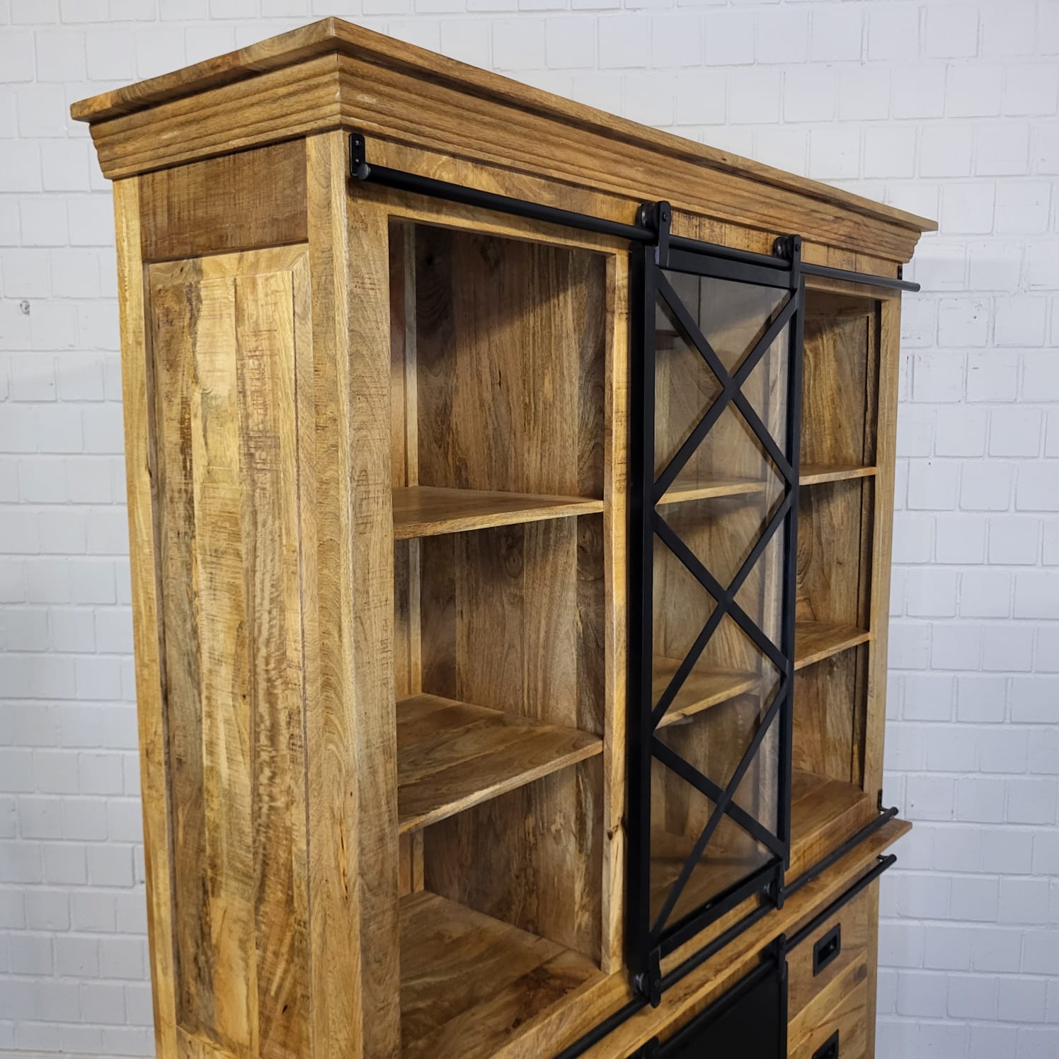Vitrine Boekenkast Mangohout 1,60 m - Afbeelding 6