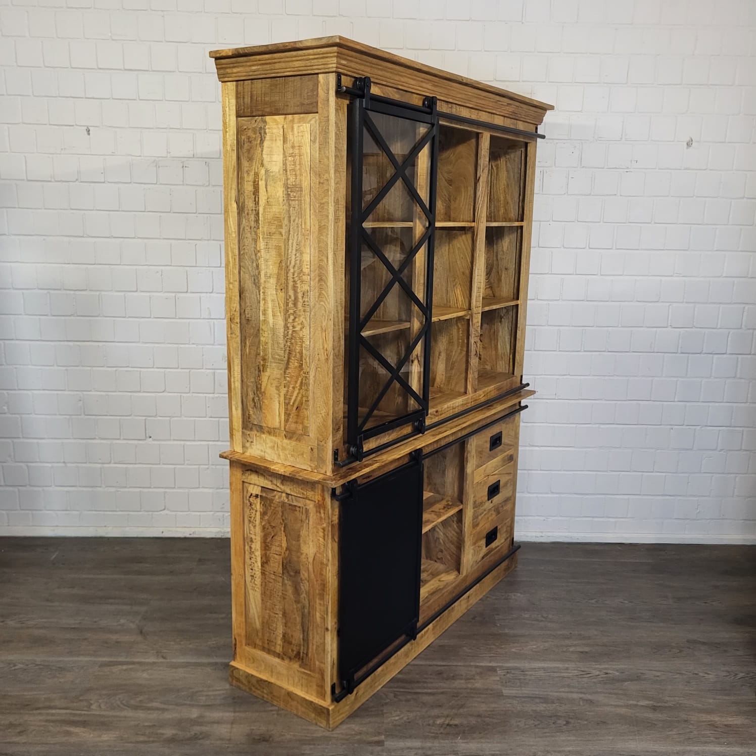 Vitrine Boekenkast Mangohout 1,60 m - Afbeelding 12