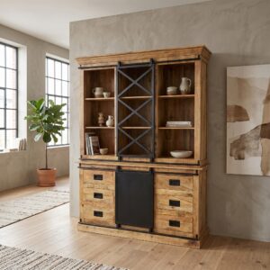 Vitrine Boekenkast Mangohout 1,60 m