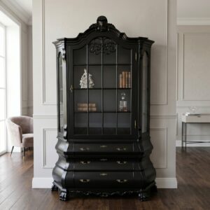 Vitrine Boekenkast Neo-barok Zwart 1,40 m