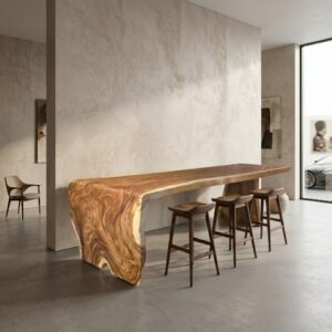 Suar-Boomstamtafel Statafel Vergadertafel 3,70 m x 1,20 m