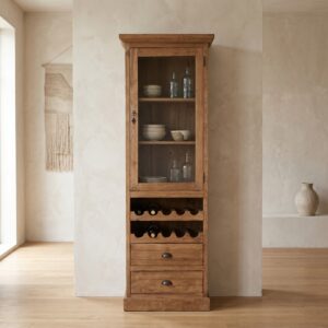 Wijnkast Vitrine Teak 0,68 m