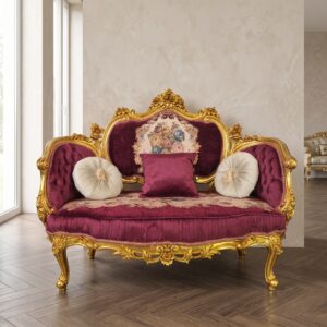 Sofa Bank Barokstijl Bordeaux-Goud 1,46 m
