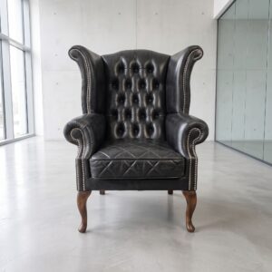 Oorfauteuil  Leder Antraciet-Zwart
