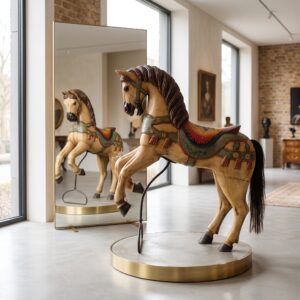 Carrouselpaard Antiek Massief Hout 1,18 m