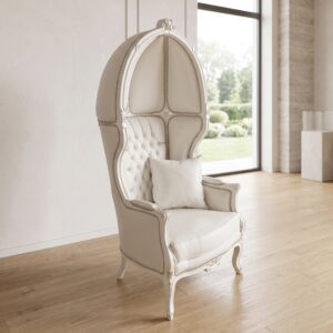 Barokke troonstoel met koepel "Porter’s Chairl" wit-zilver