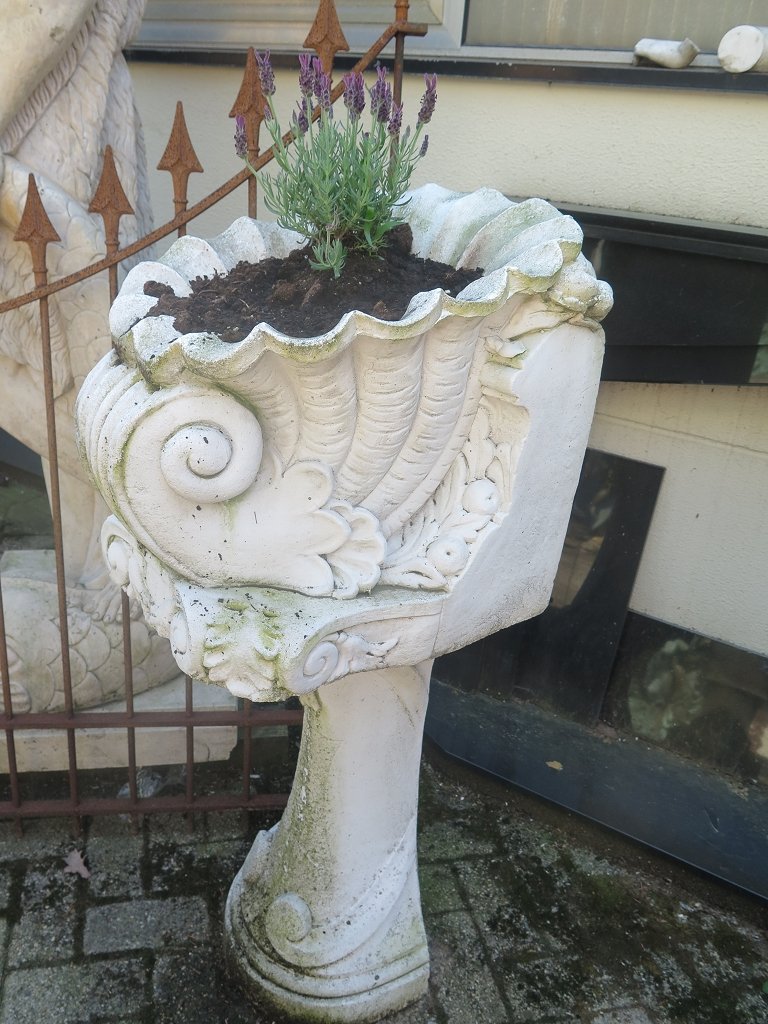 Blumenkübel auf Säule Muschel Steingut 1,15 m