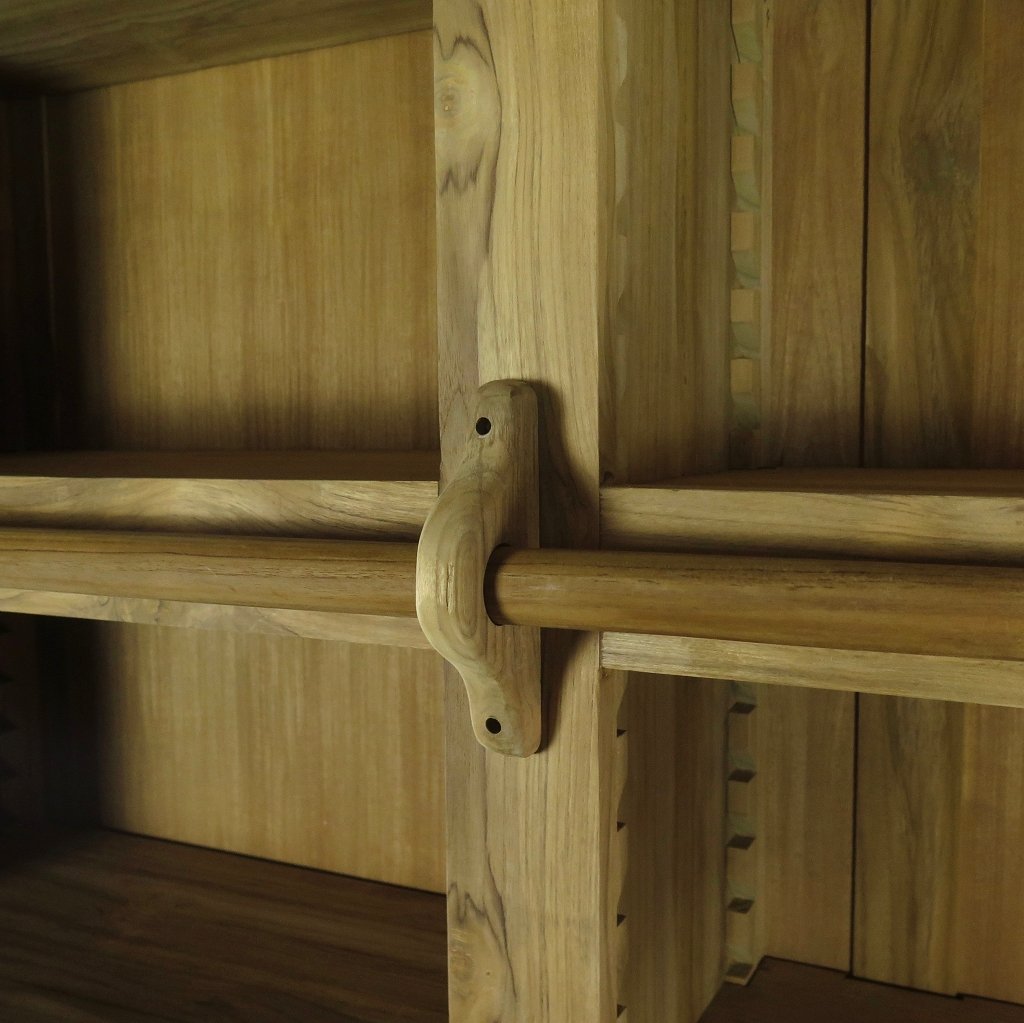 Bibliotheksschrank Wandregal Teakholz 2,42 m