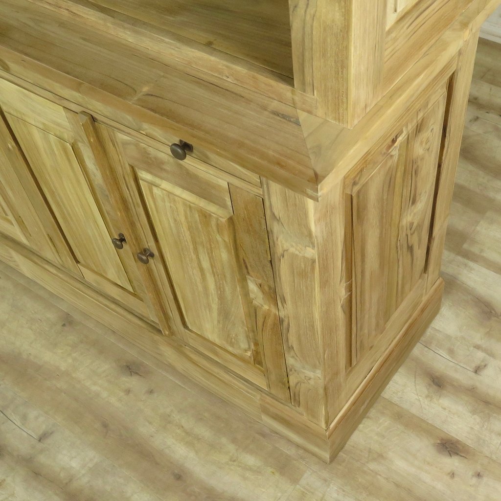 Bibliotheksschrank Wandregal Teakholz 2,42 m
