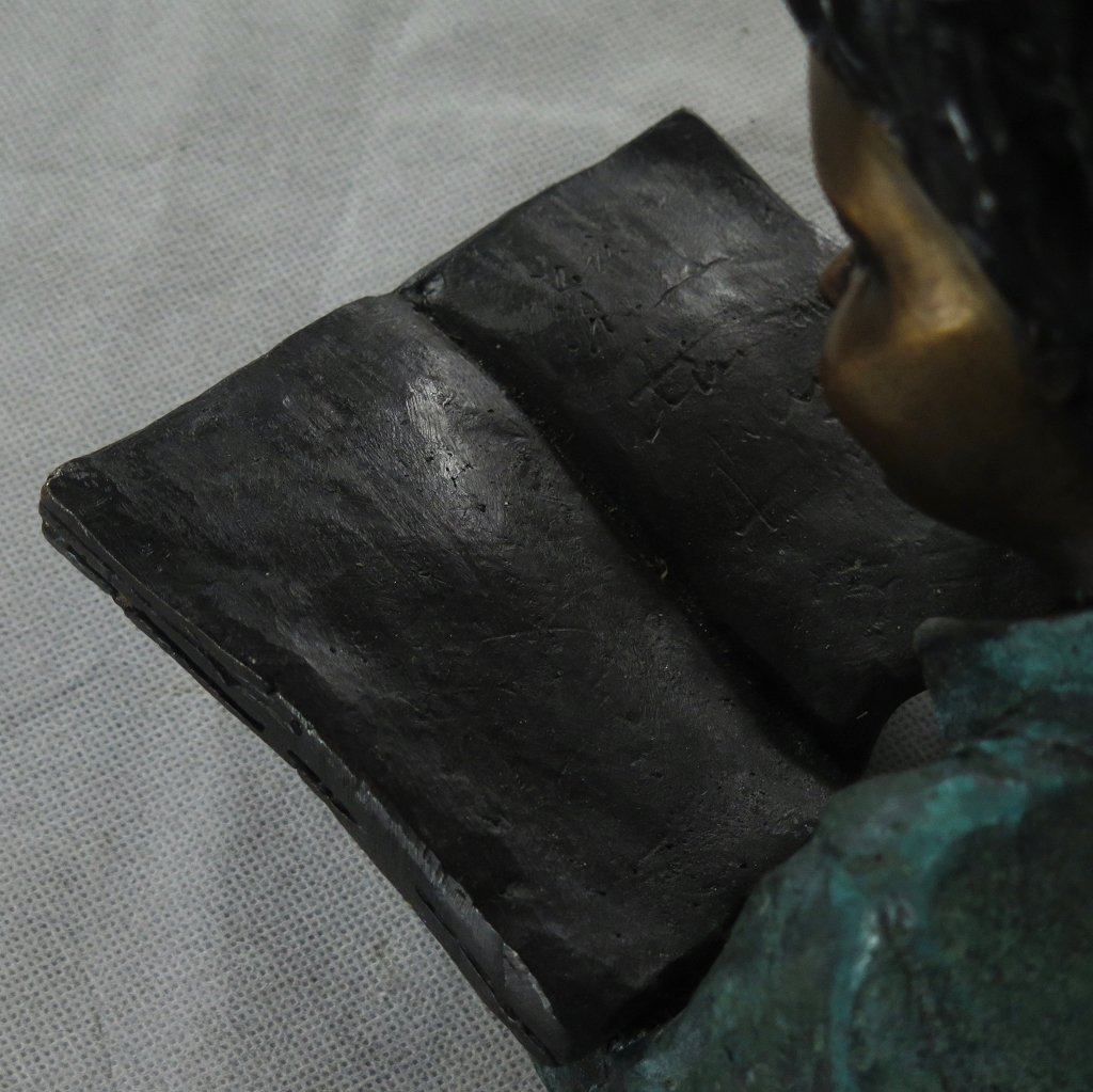 Skulptur Dekoration Kind mit Buch Bronze 0,21 m