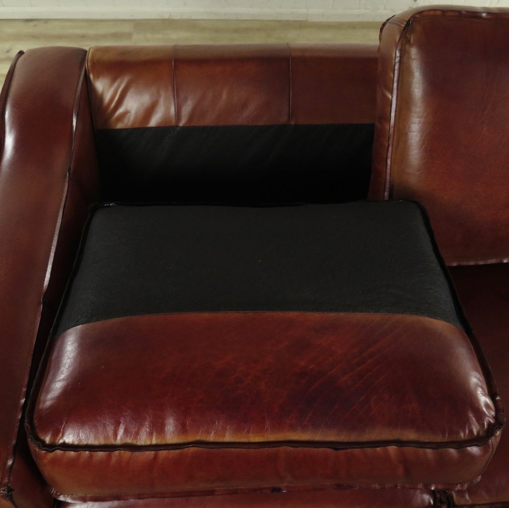 17254 Couch Rindleder Dark-Cognac 3-Sitzer