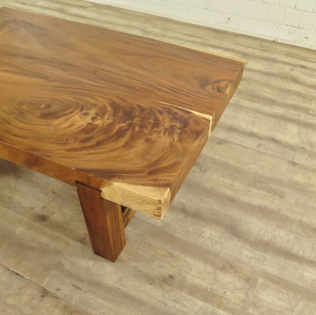 Couchtisch Teakholz Baumstamm 1,40 m x 0,90 m