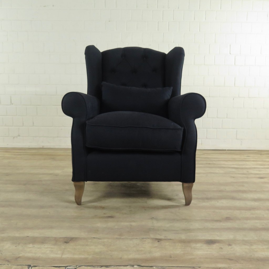 Sessel Ohrenbackensessel Schwarz