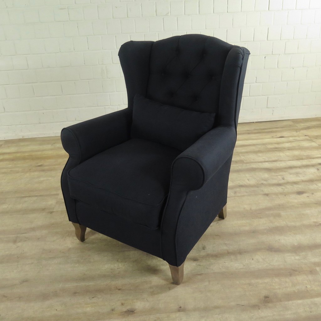 Sessel Ohrenbackensessel Schwarz