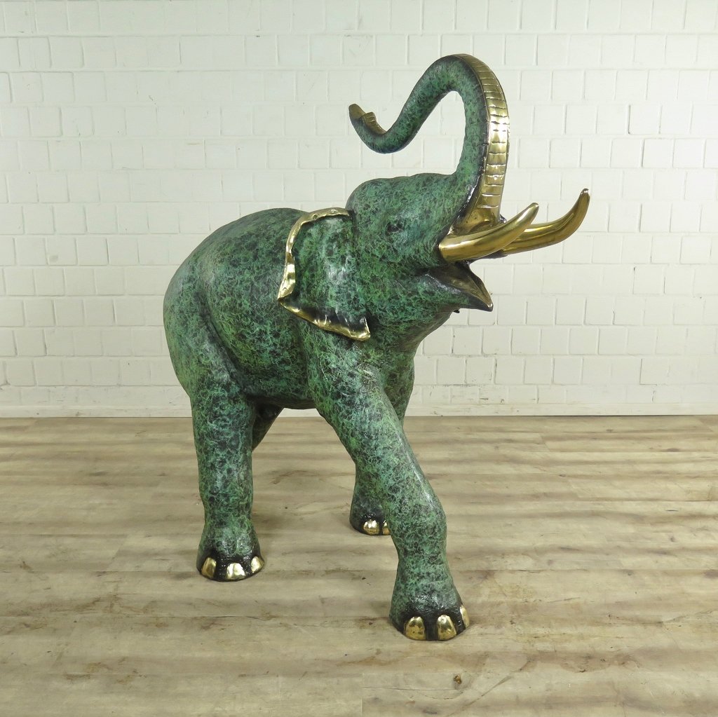 Skulptur Dekoration Elefant 1,32 m Bronze
