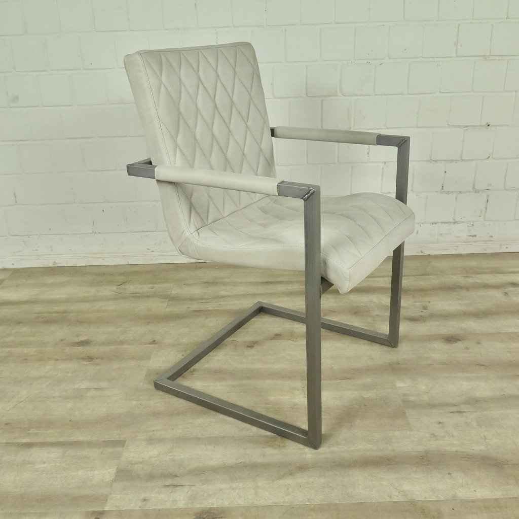 Stuhl Industrial Design Leder Weiß