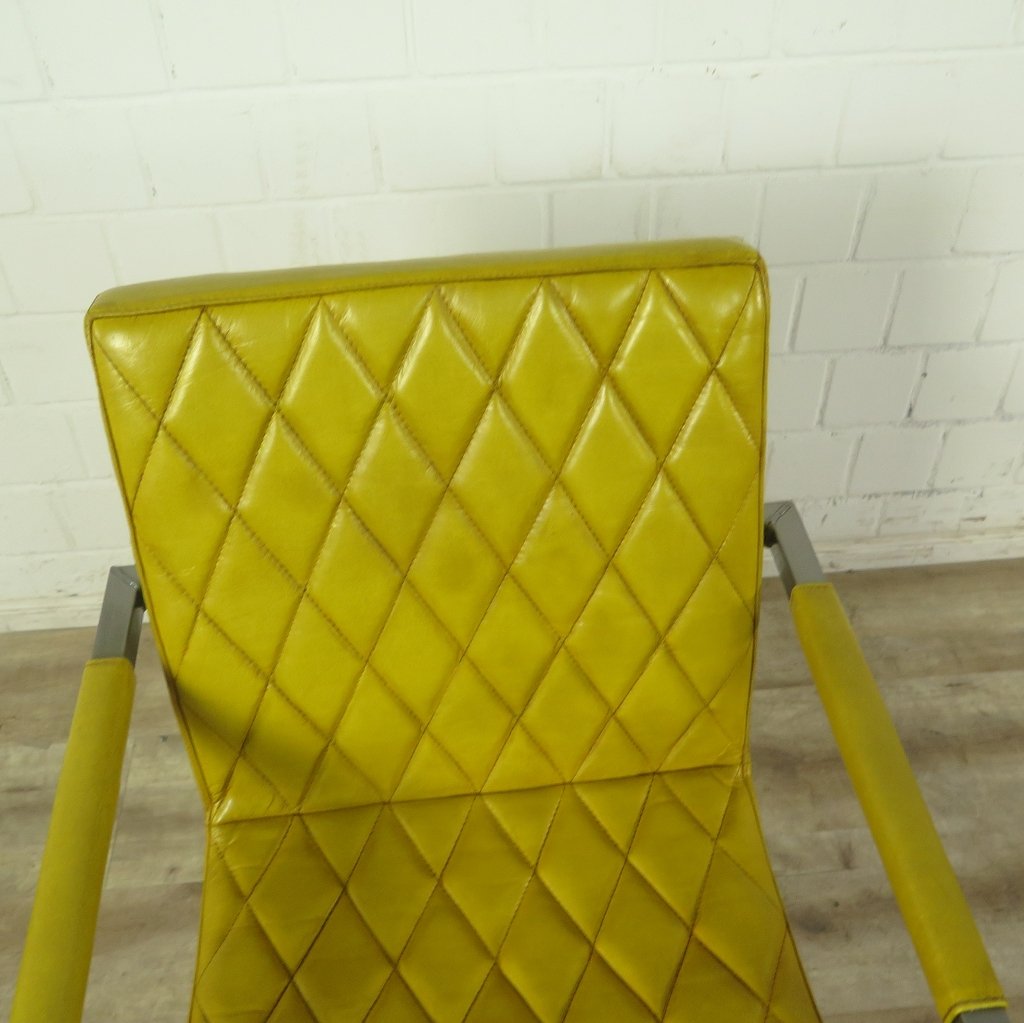 Stuhl Industrial Design Leder Gelb