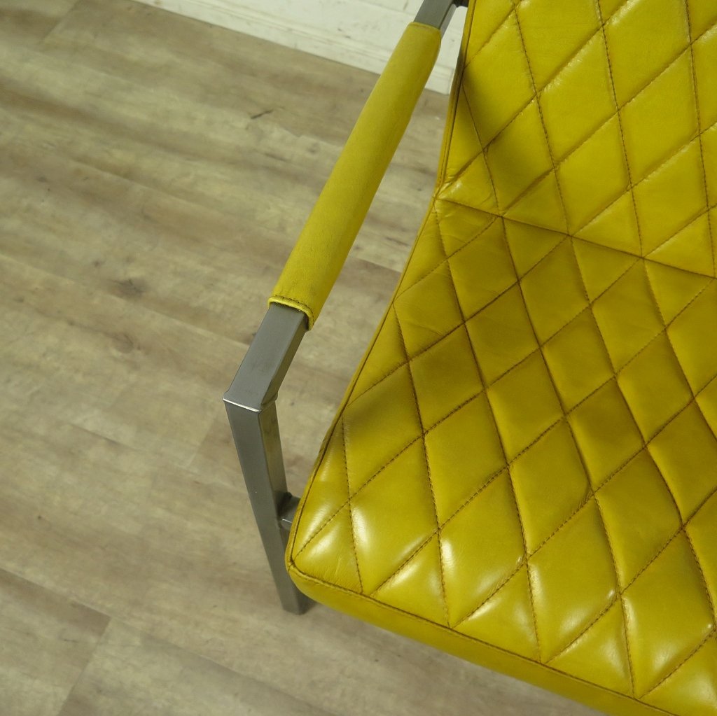 Stuhl Industrial Design Leder Gelb