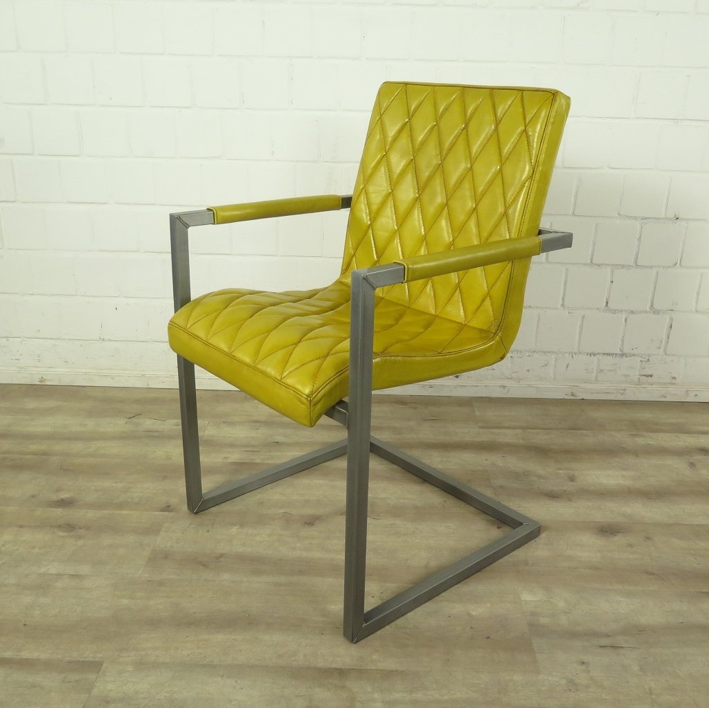 Stuhl Industrial Design Leder Gelb