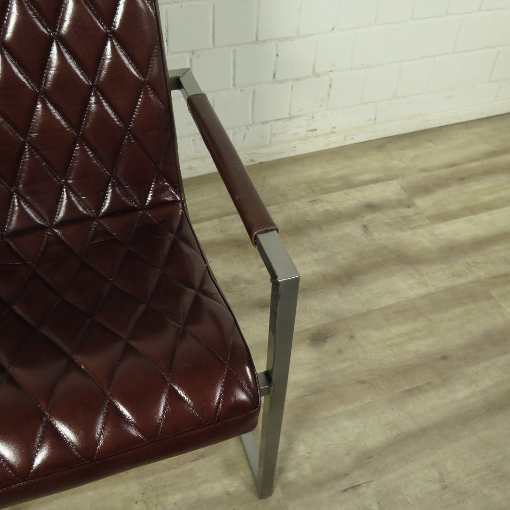 Stuhl Industrial Design Leder Rot-Braun