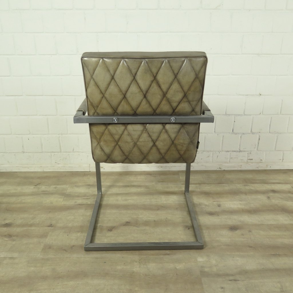 Stuhl Industrial Design Leder Hell-Olive