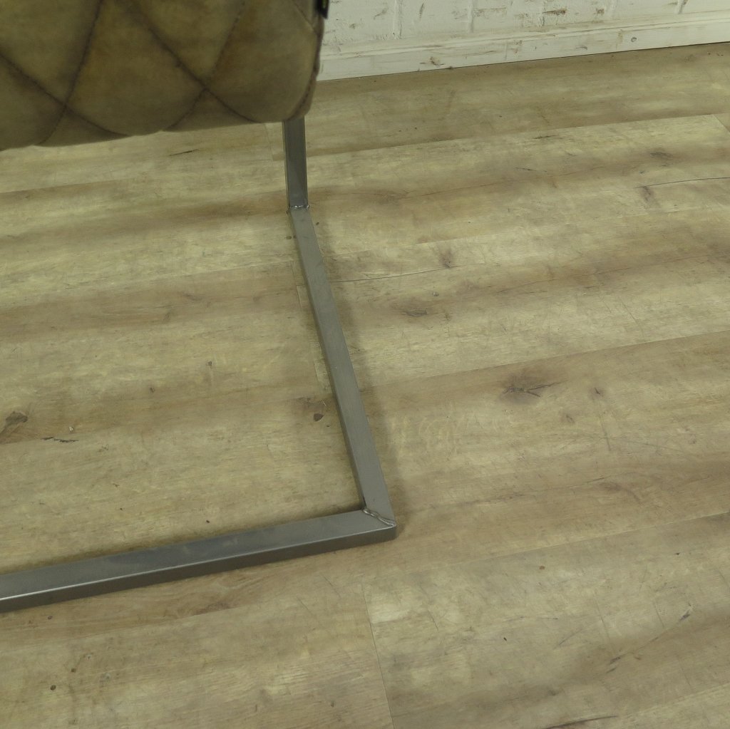 Stuhl Industrial Design Leder Hell-Olive