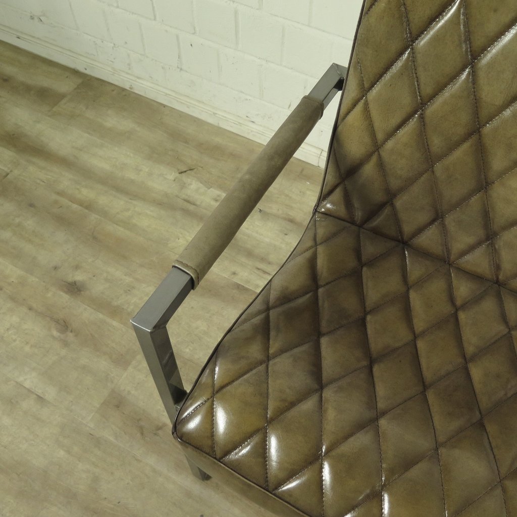 Stuhl Industrial Design Leder Hell-Olive