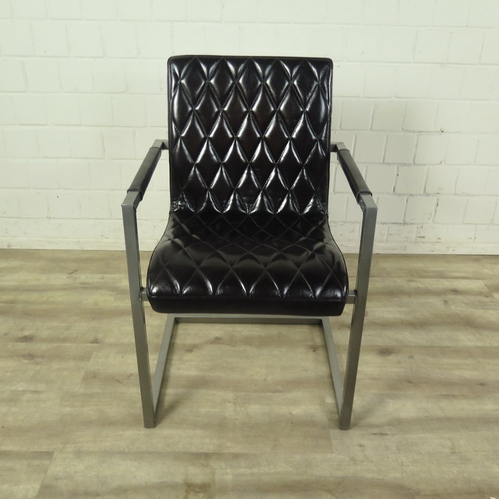 Stuhl Industrial Design Leder Schwarz