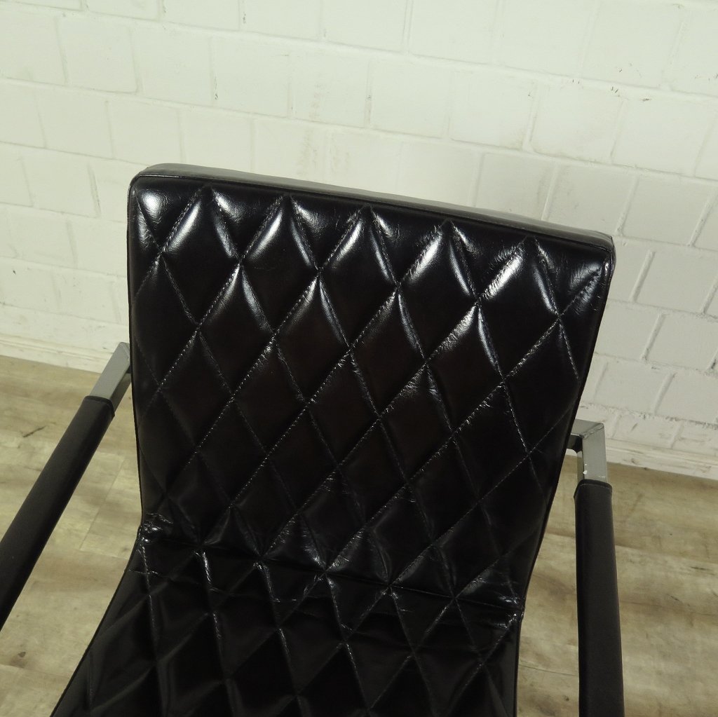 Stuhl Industrial Design Leder Schwarz