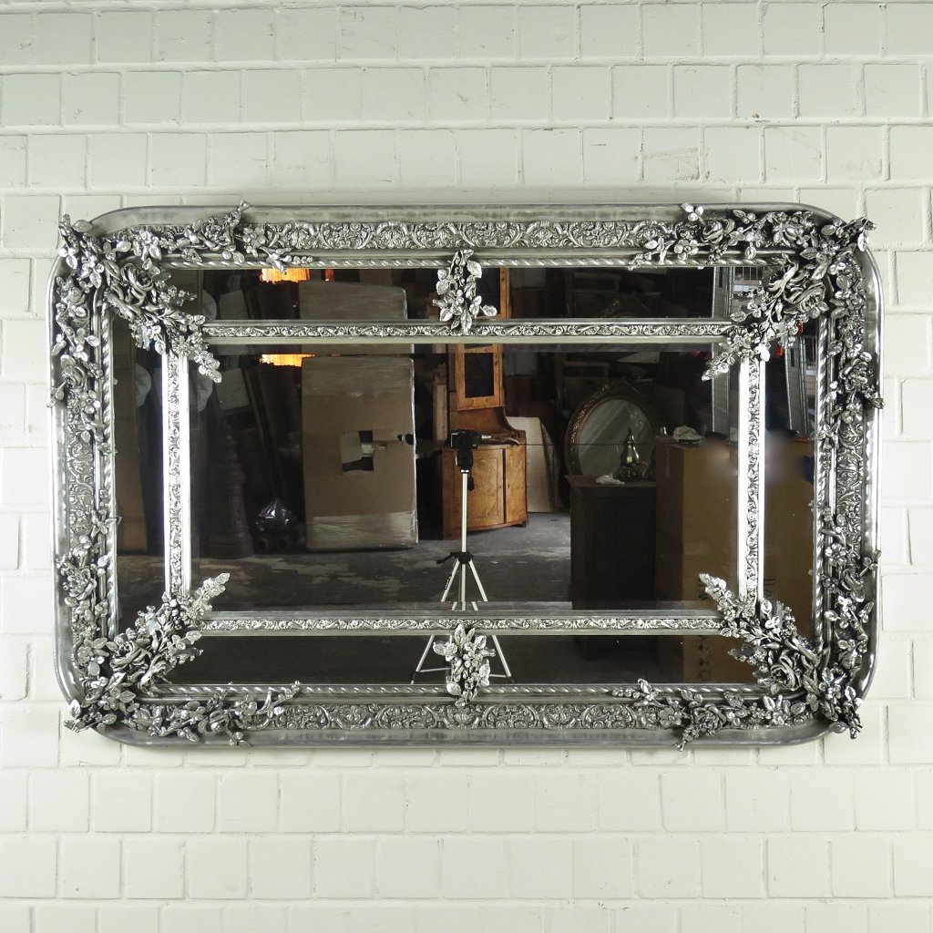 Spiegel Wandspiegel Barock Silber 1,60 m x 1,04 m