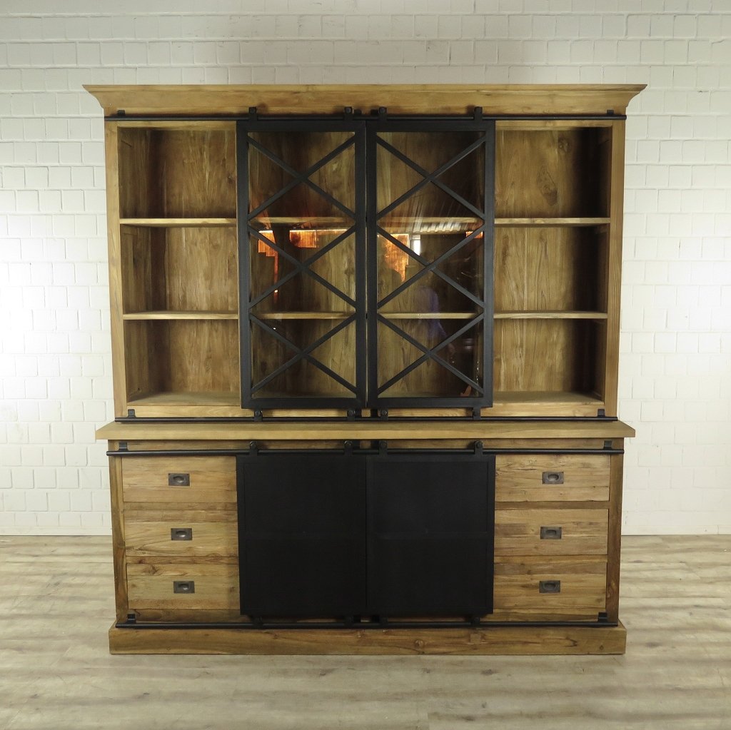 Vitrine Bücherschrank 2,12 m Teakholz
