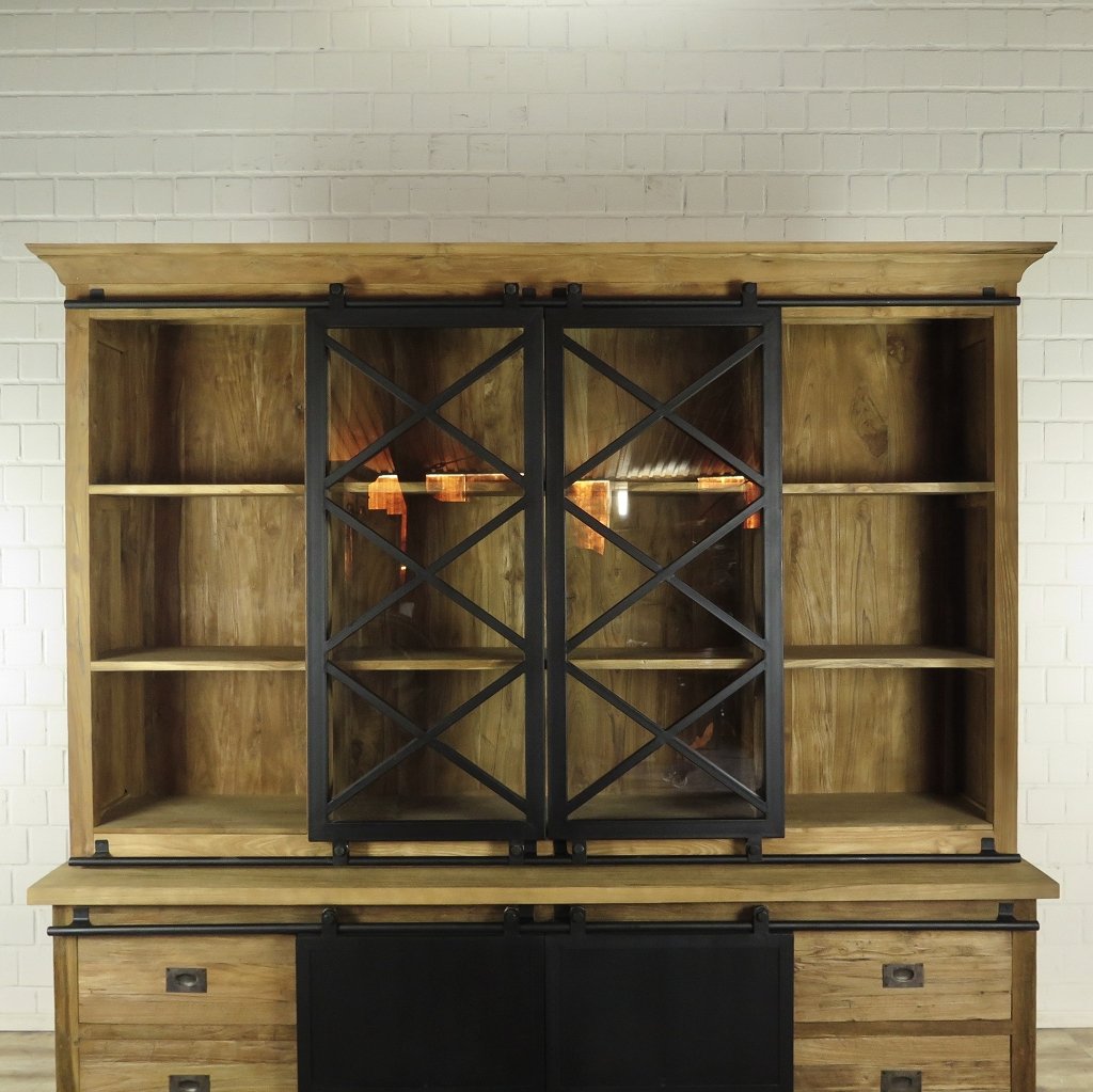 Vitrine Bücherschrank 2,12 m Teakholz