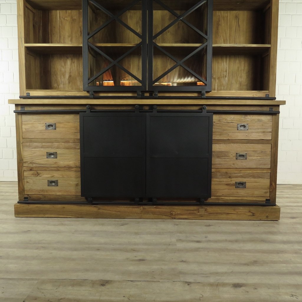 Vitrine Bücherschrank 2,12 m Teakholz