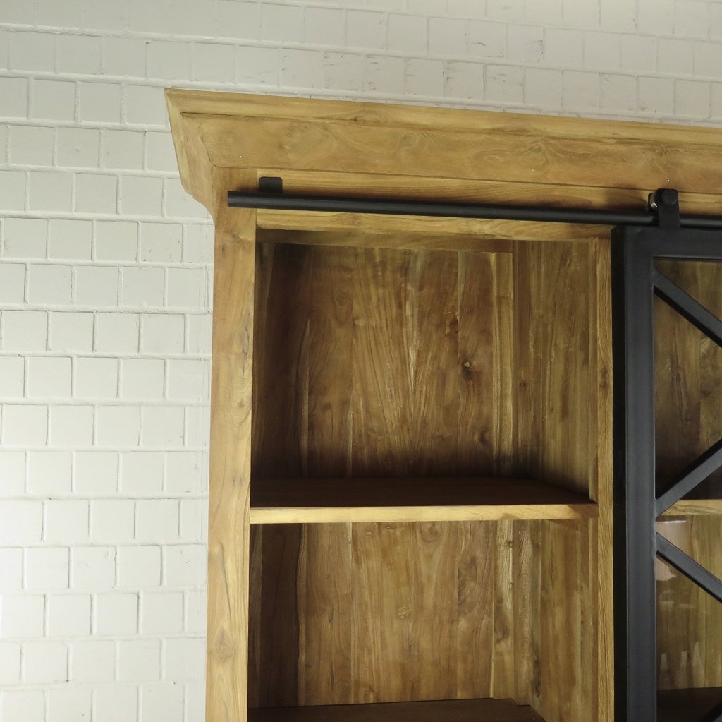 Vitrine Bücherschrank 2,12 m Teakholz