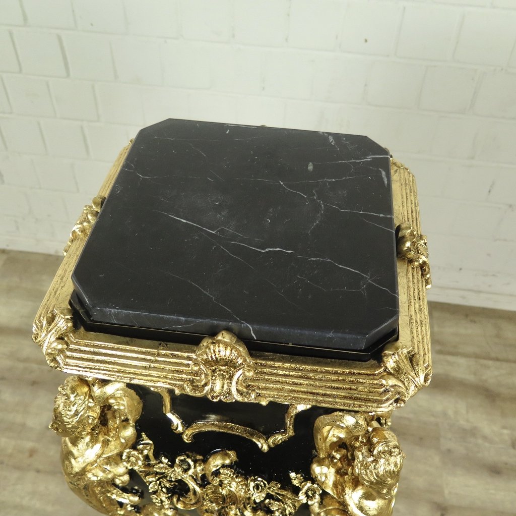 Säule Pfeiler Marmor Schwarz-Gold 1,07 m