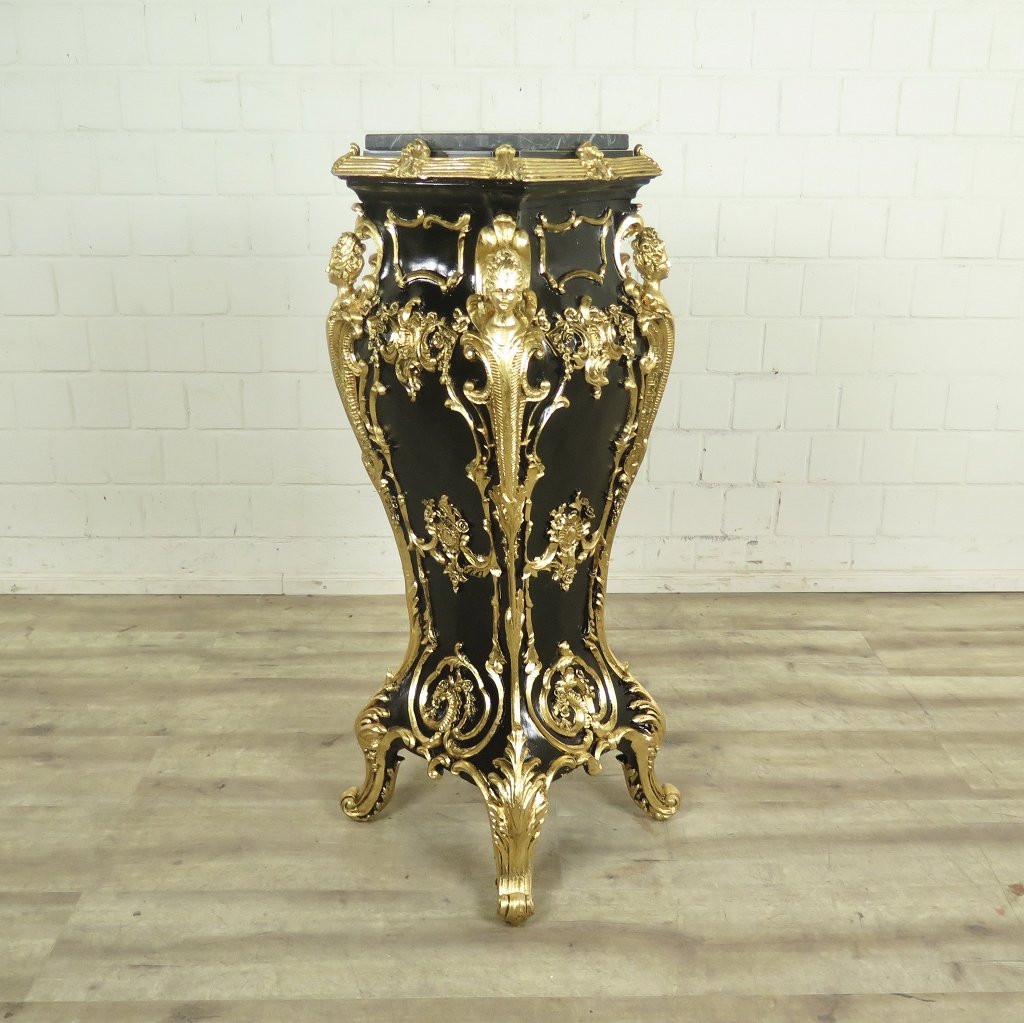 Säule Pfeiler Marmor Schwarz-Gold 1,07 m