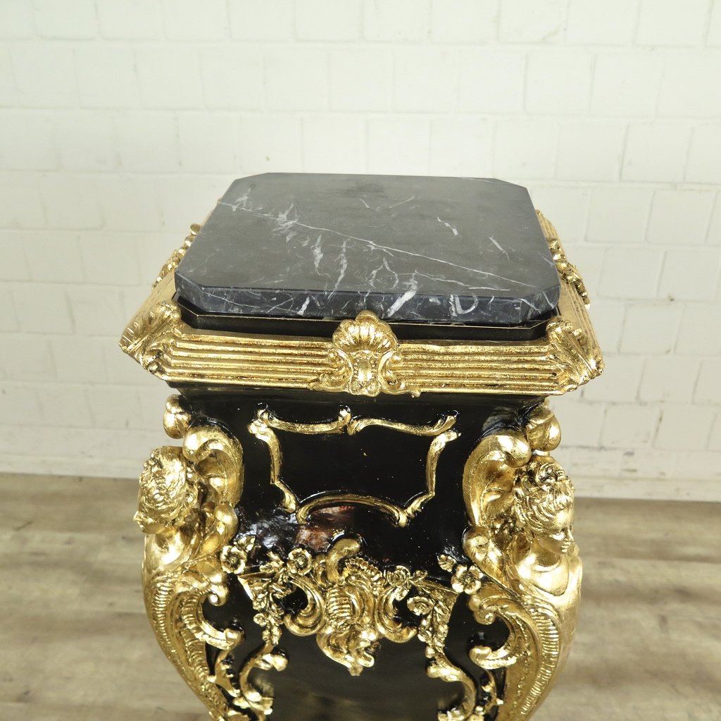 Säule Pfeiler Marmor Schwarz-Gold 1,07 m