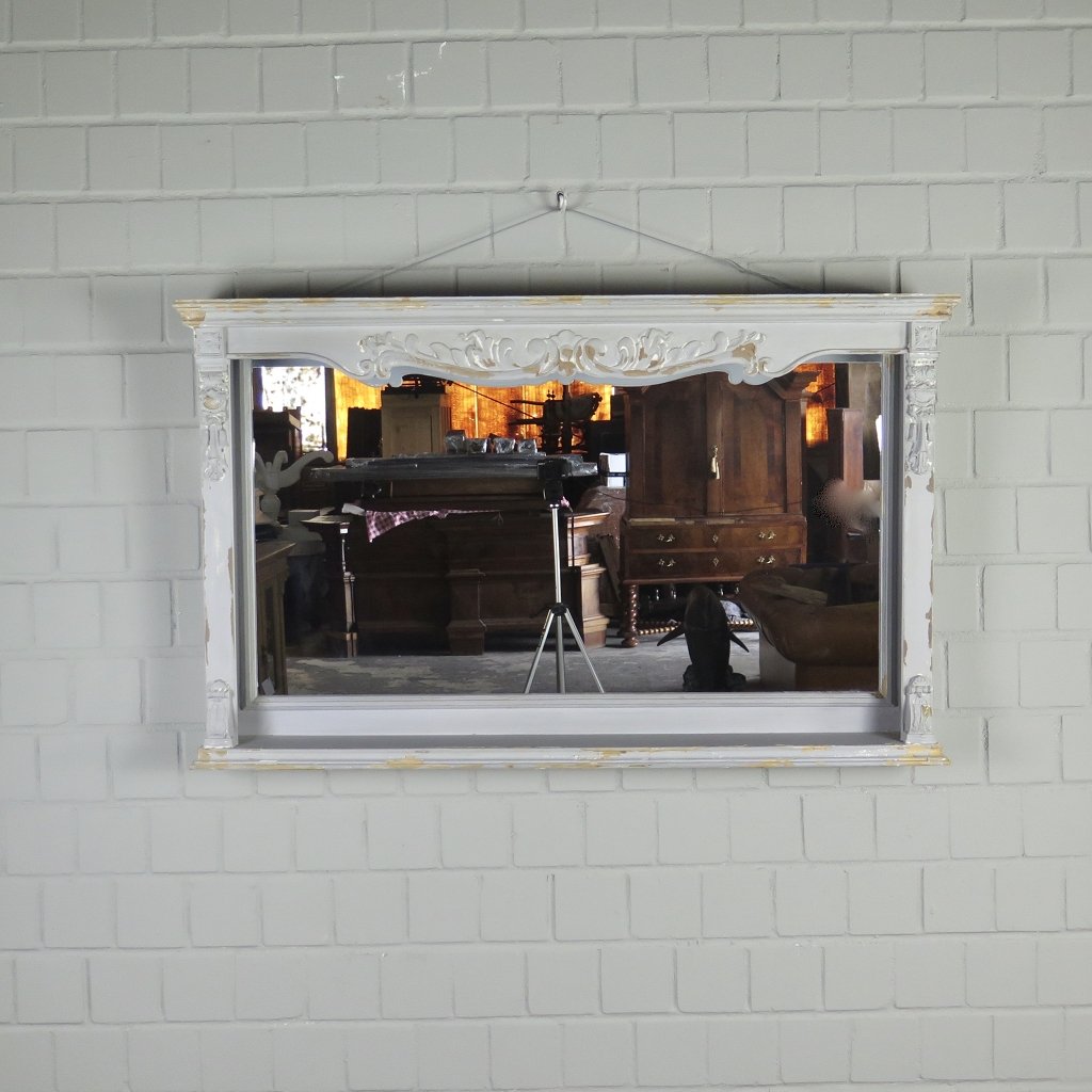 Spiegel Wandspiegel Garderobenspiegel Massivholz Weiß 1,26 m x 0,76 m