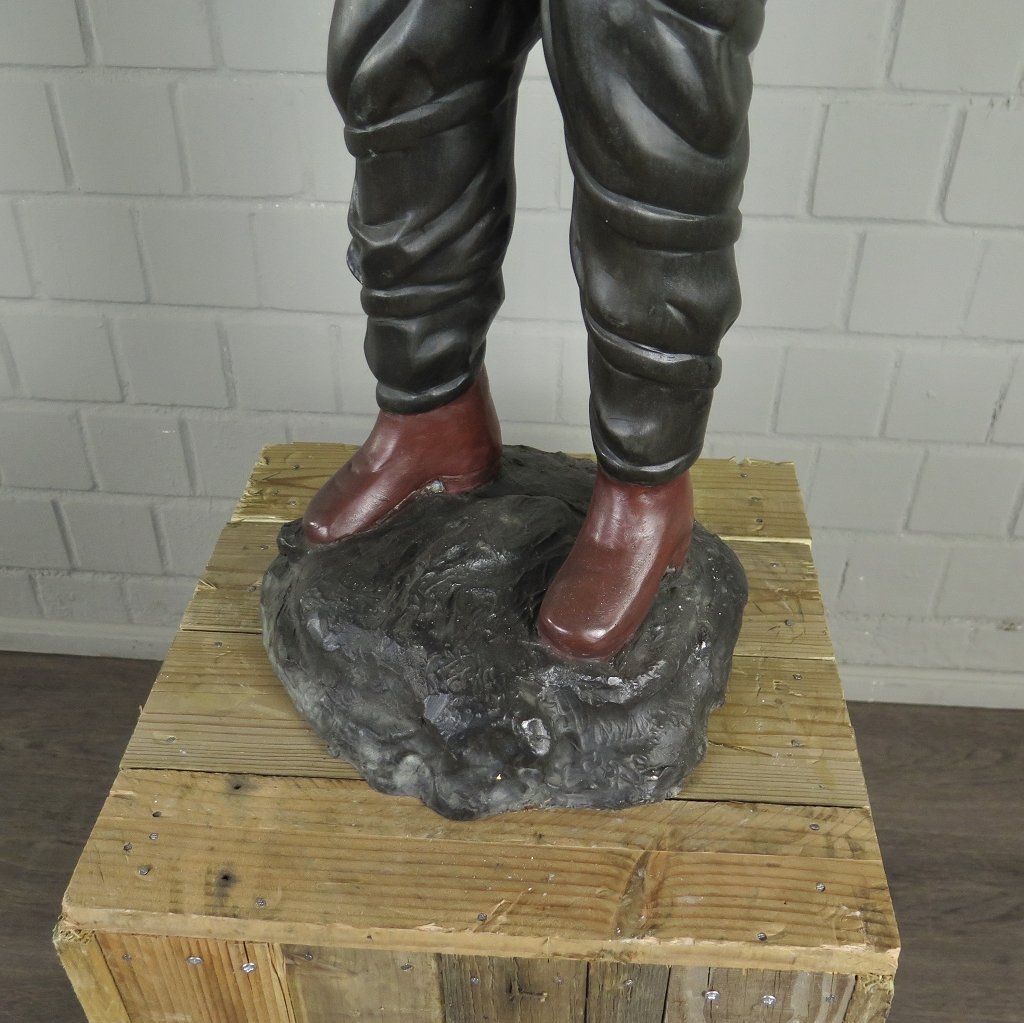 Kerzenständer Kandelaber Skulptur Figur mit Tasche Bronze 1,02 m