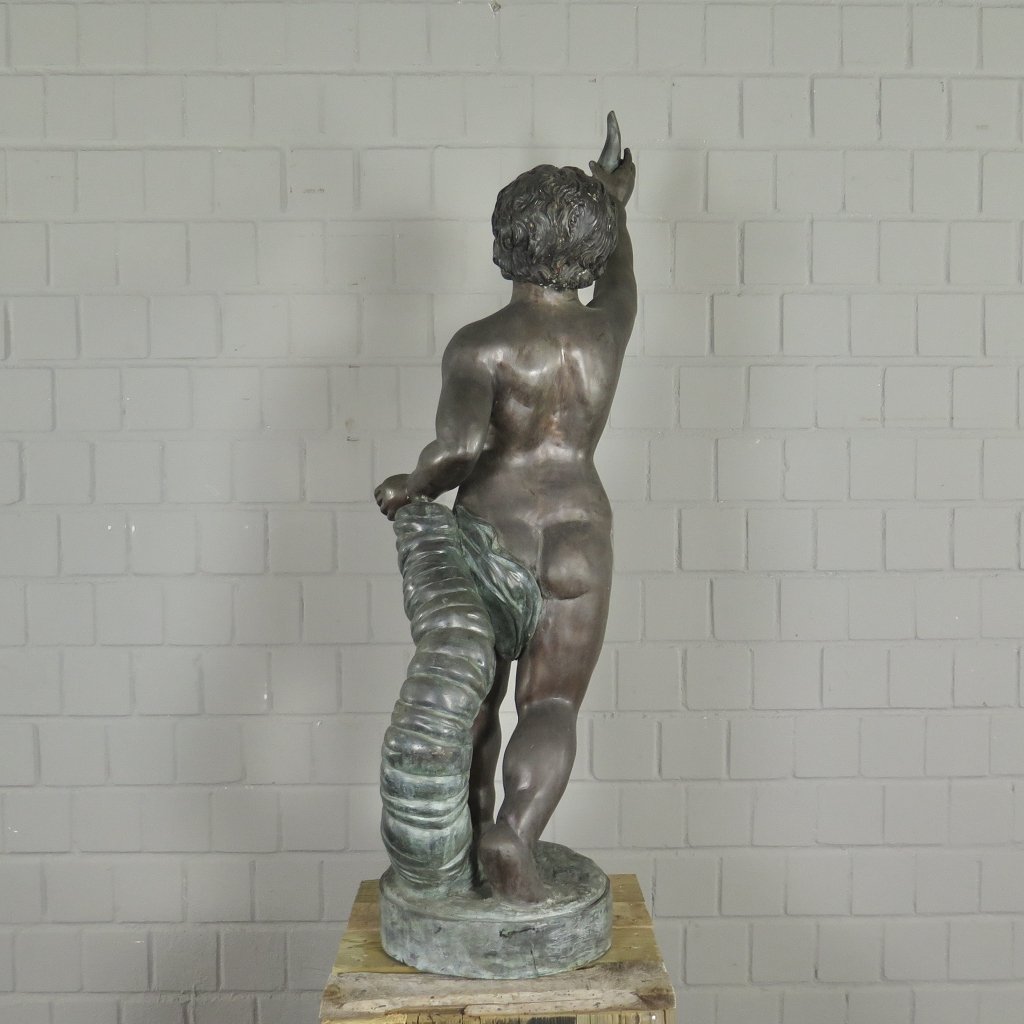 Skulptur Dekoration Putte mit Muschel 1,19 m
