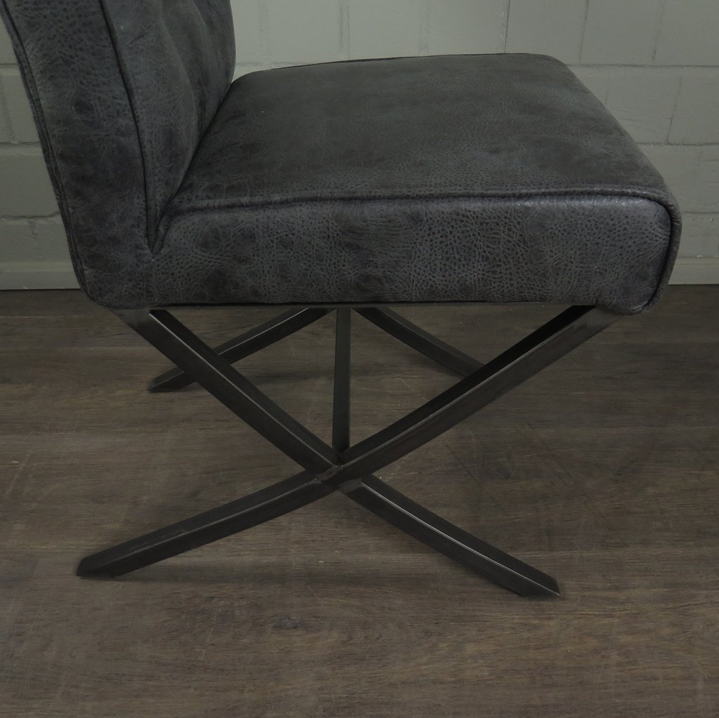 Set Stühle Stuhl Industrial Design PU-Leder Anthrazit